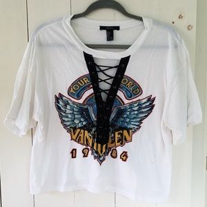 Van Halen Lace Up Crop Band Tee Forever 21